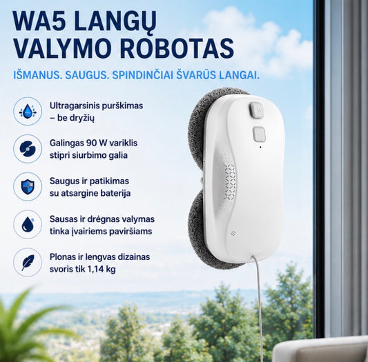 WA5 išmanus langų valymo robotas su ultragarsiniu purškimu