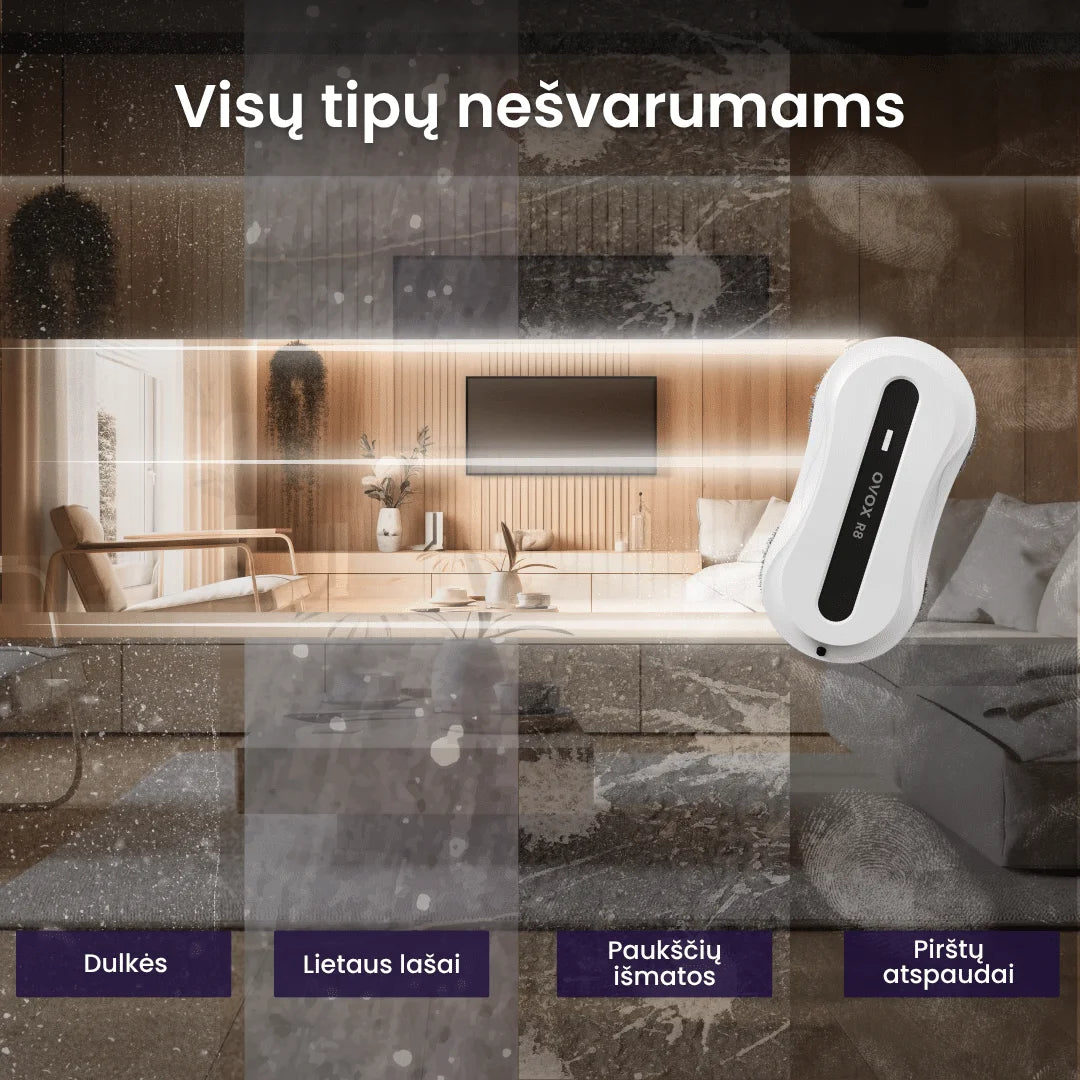 Langų valymo robotas su dvipuse purškimo sistema ,,OVOX R8″ (2025 m. modelis)